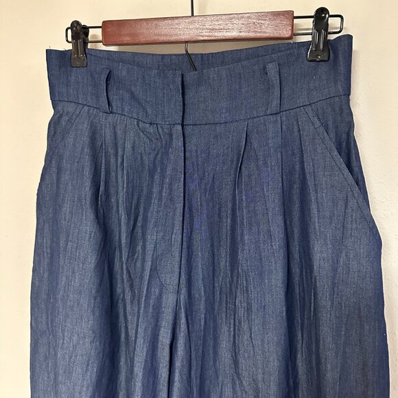 eShakti Cotton Denim Palazzo Pants - Picture 3 of 14